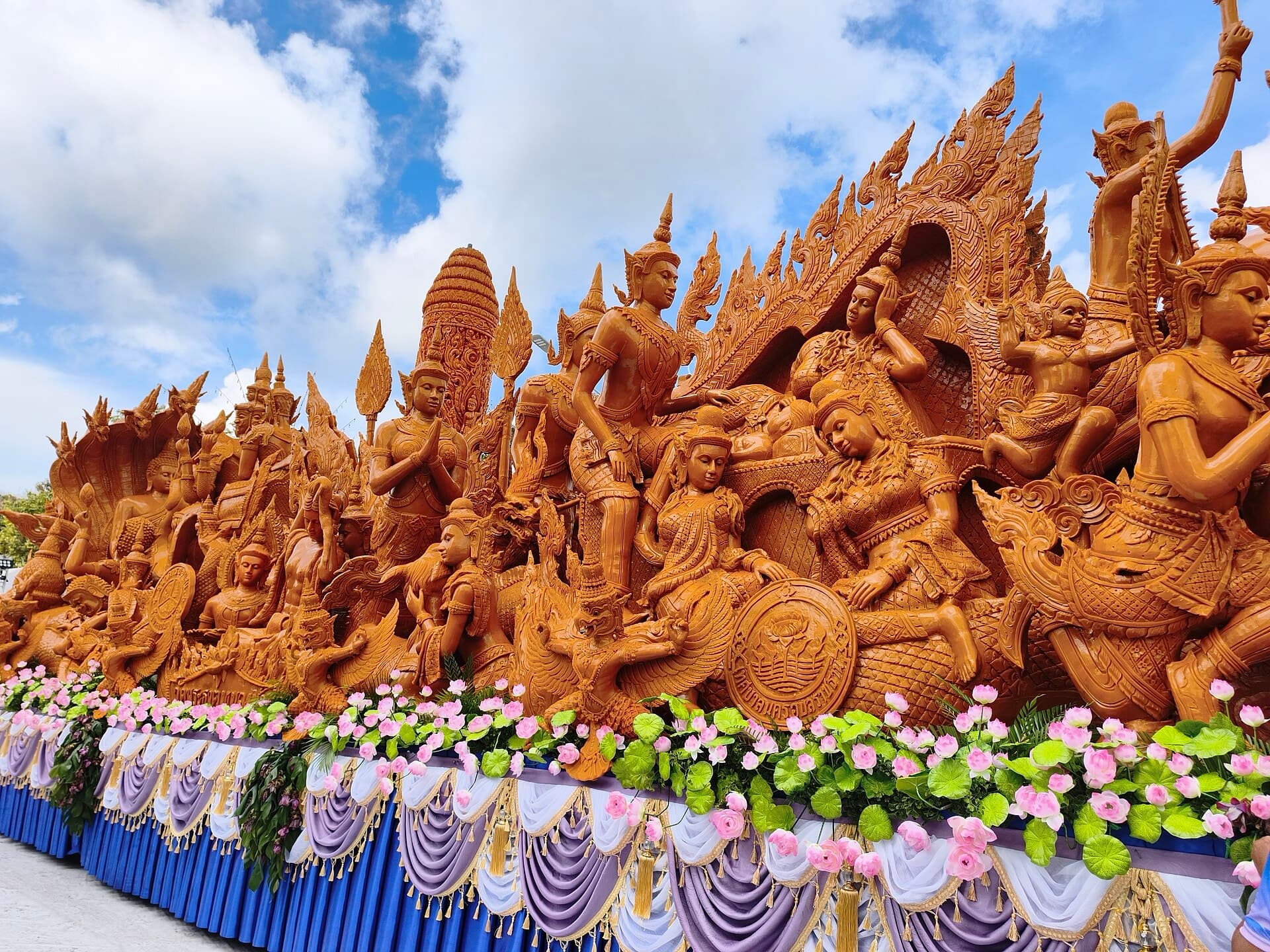 A carved wax float at the Ubon Ratchathani Candle Festival