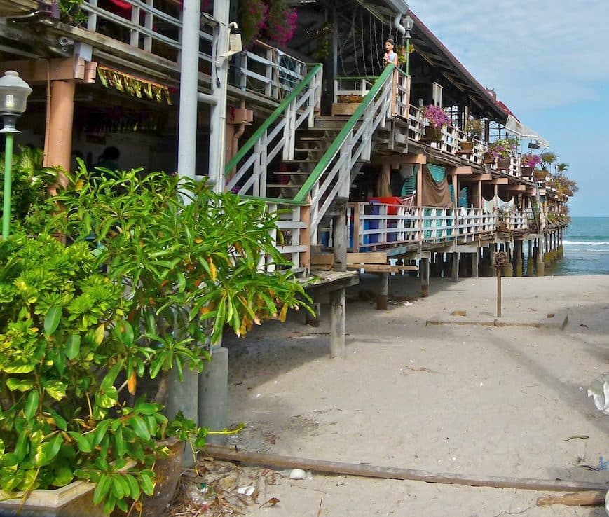 Seafood restaurants on stilts over the beach, Hua Hin